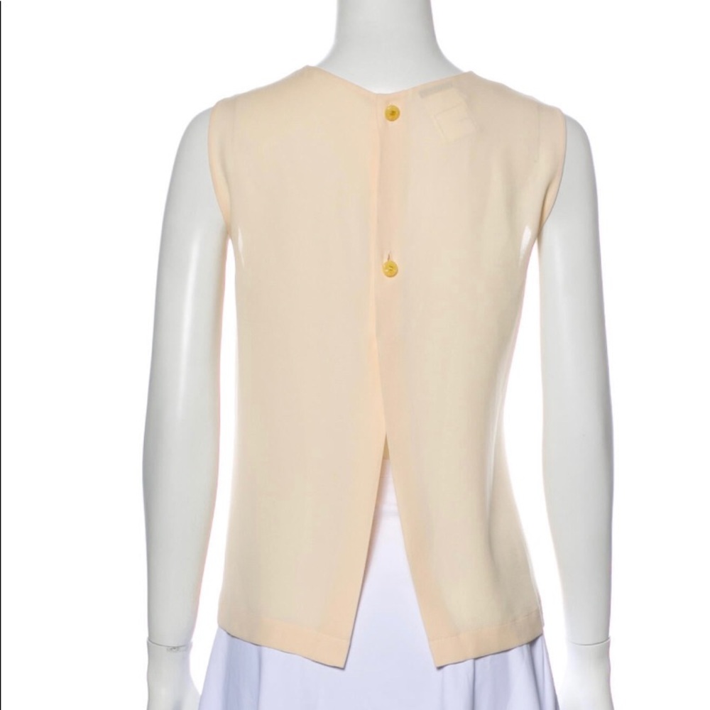 CHANEL size 44 cream silk shell blouse - Picture 3 of 11